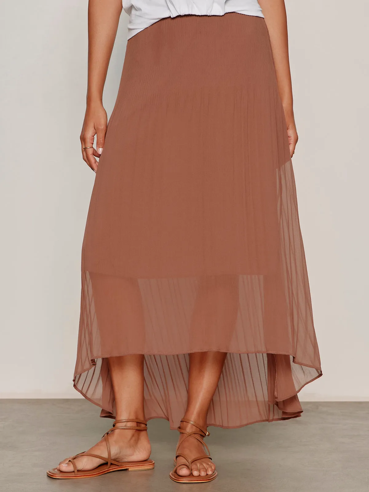 Meant To Be Pleated Midi Skirt Mud Bath sold by Sanctuary