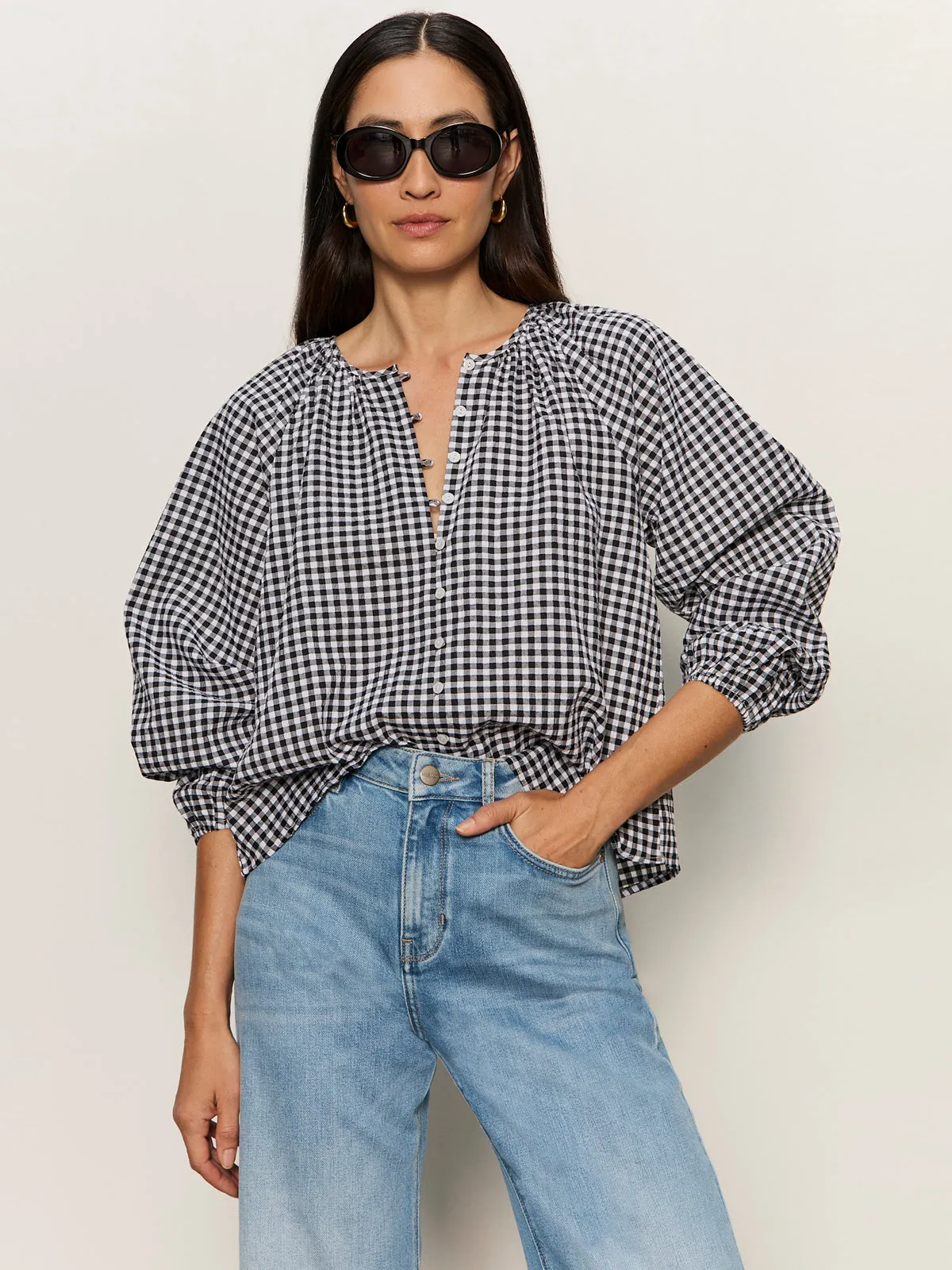 Perfect Gingham Button Blouse Picnic sold by Sanctuary