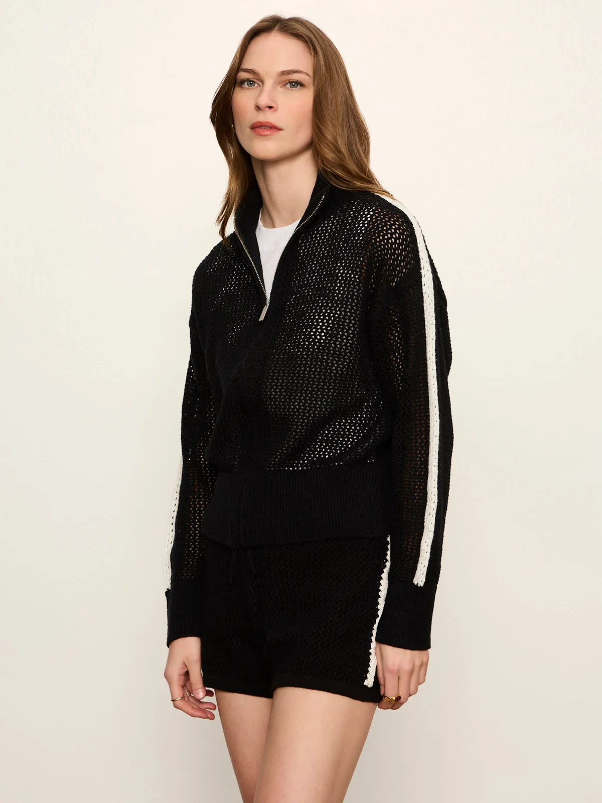 Open Stitch Track Jacket Black with Chalk sold by Sanctuary product image thumbnail 3