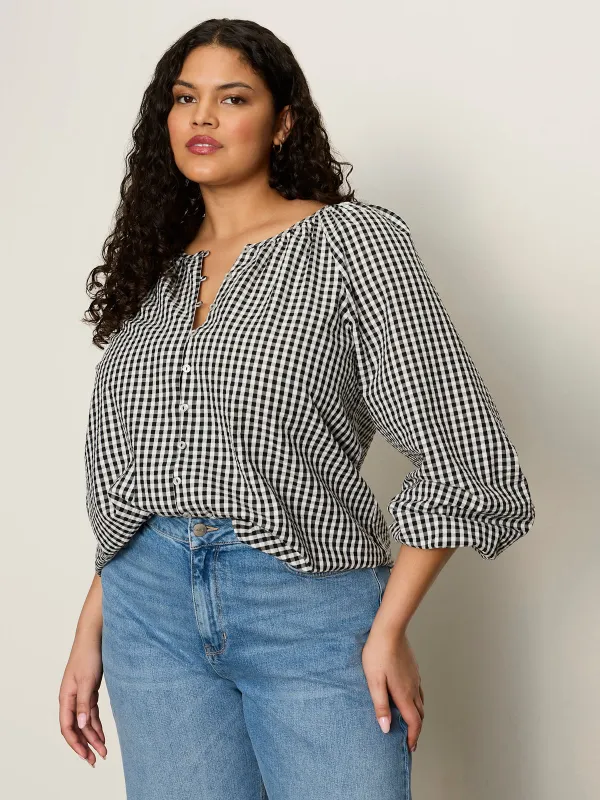 Perfect Gingham Button Blouse Picnic Extended Sizing sold by Sanctuary