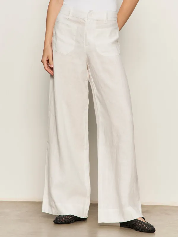 The Linen Marine Wide Leg Semi-High Rise Pant White sold by Sanctuary