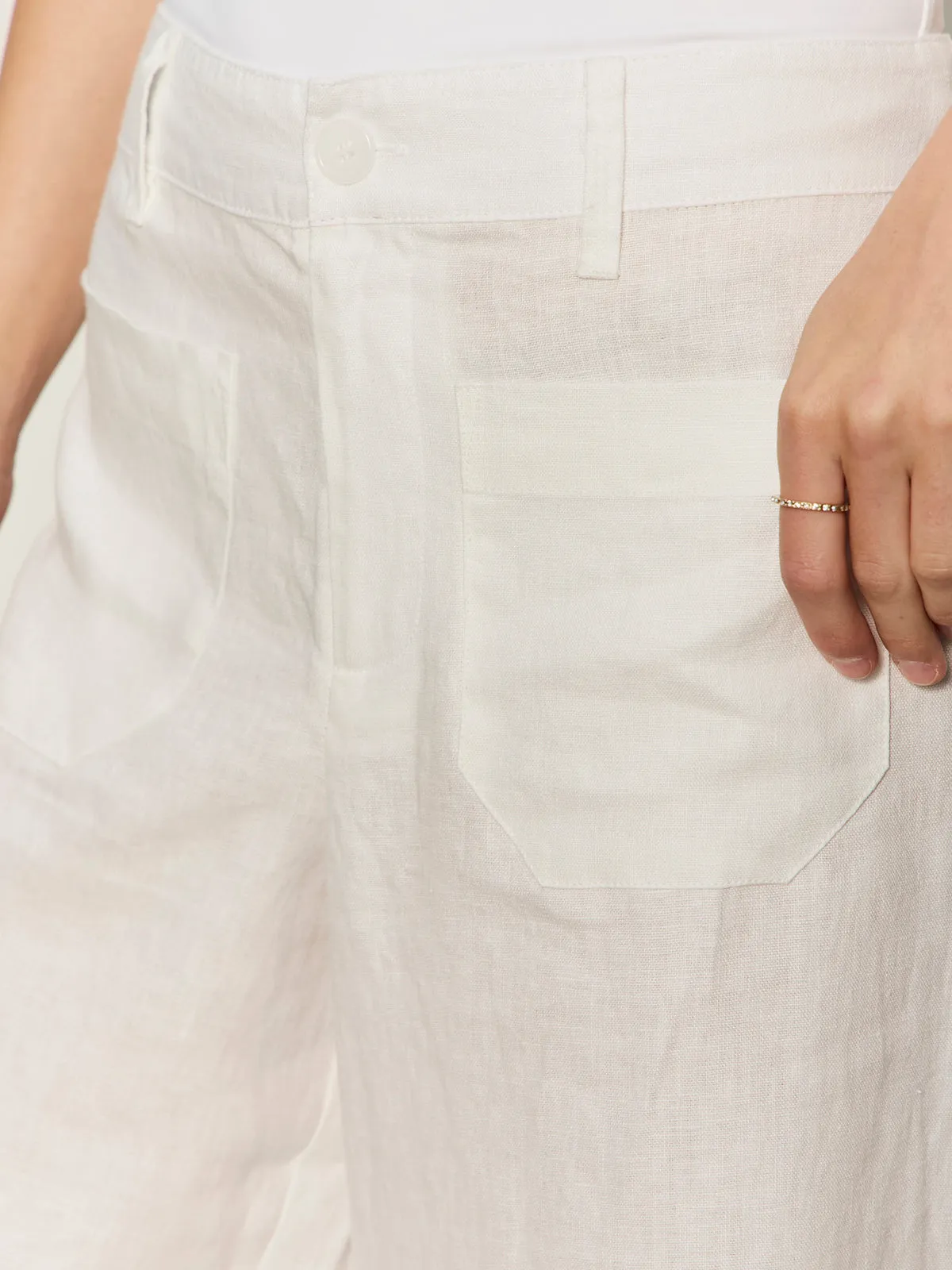 The Linen Marine Wide Leg Semi-High Rise Pant White sold by Sanctuary product image thumbnail 4