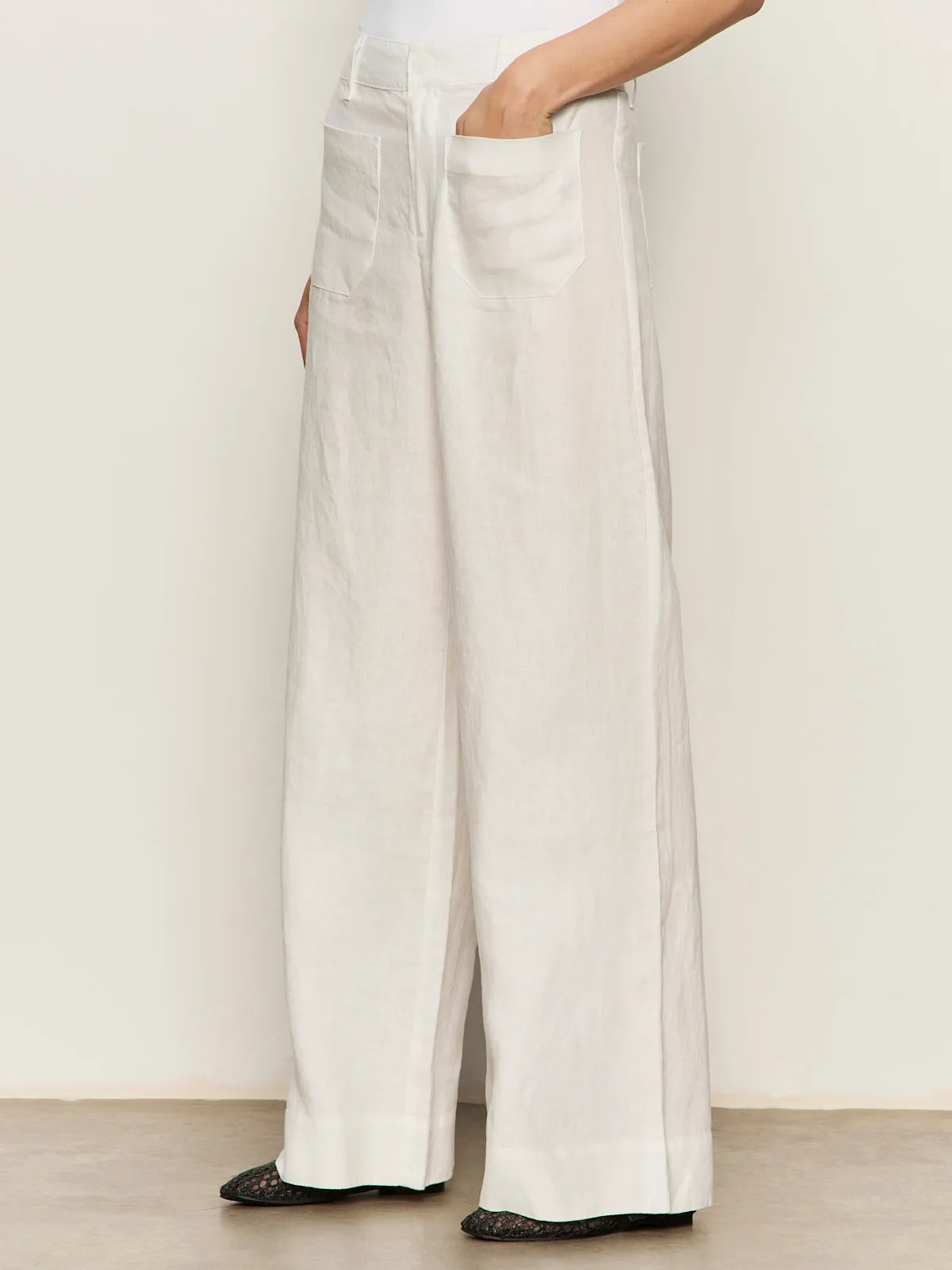 The Linen Marine Wide Leg Semi-High Rise Pant White sold by Sanctuary product image thumbnail 3