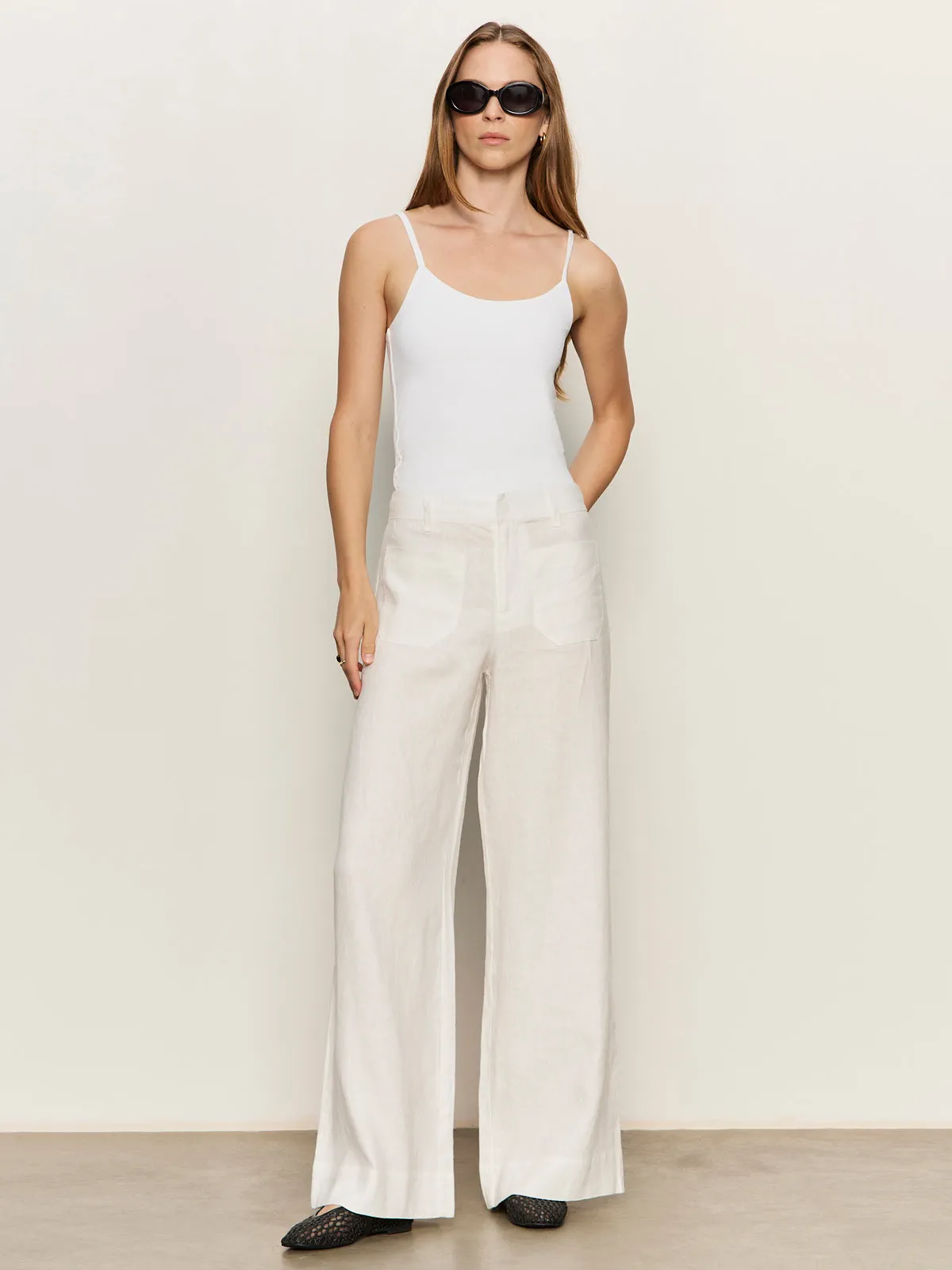 The Linen Marine Wide Leg Semi-High Rise Pant White sold by Sanctuary product image thumbnail 5