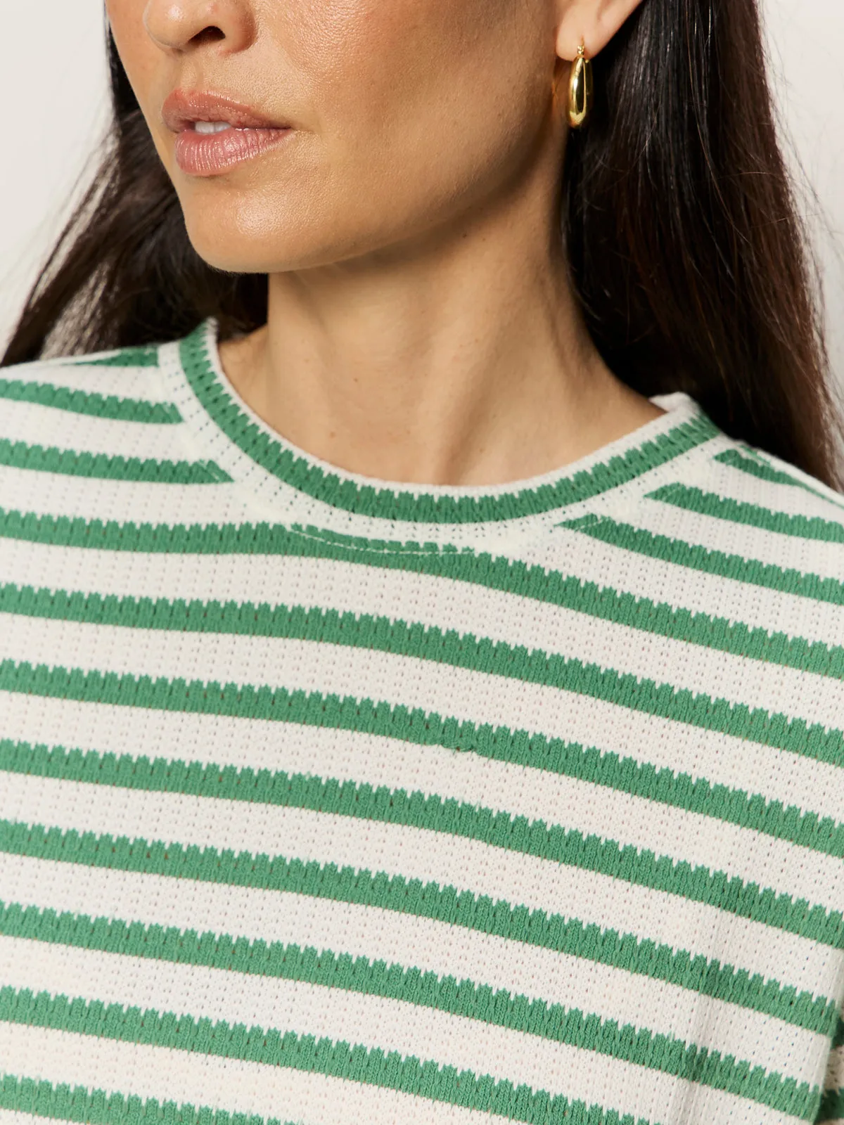 Perfect Texture Tee Chalk/Green Juice Stripe Petite Sizing sold by Sanctuary product image thumbnail 5