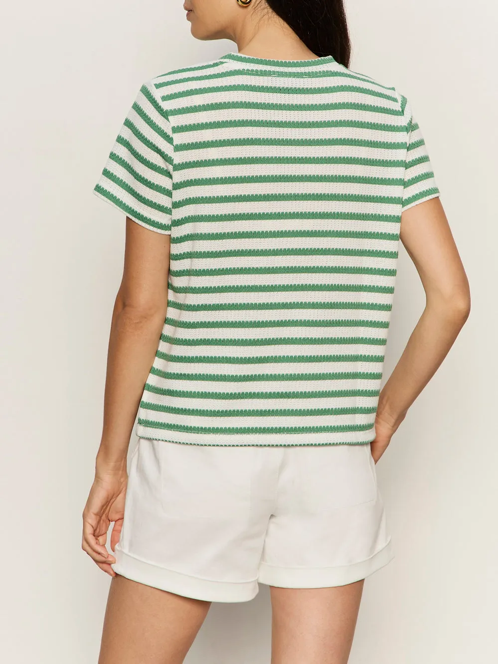 Perfect Texture Tee Chalk/Green Juice Stripe Petite Sizing sold by Sanctuary product image thumbnail 2