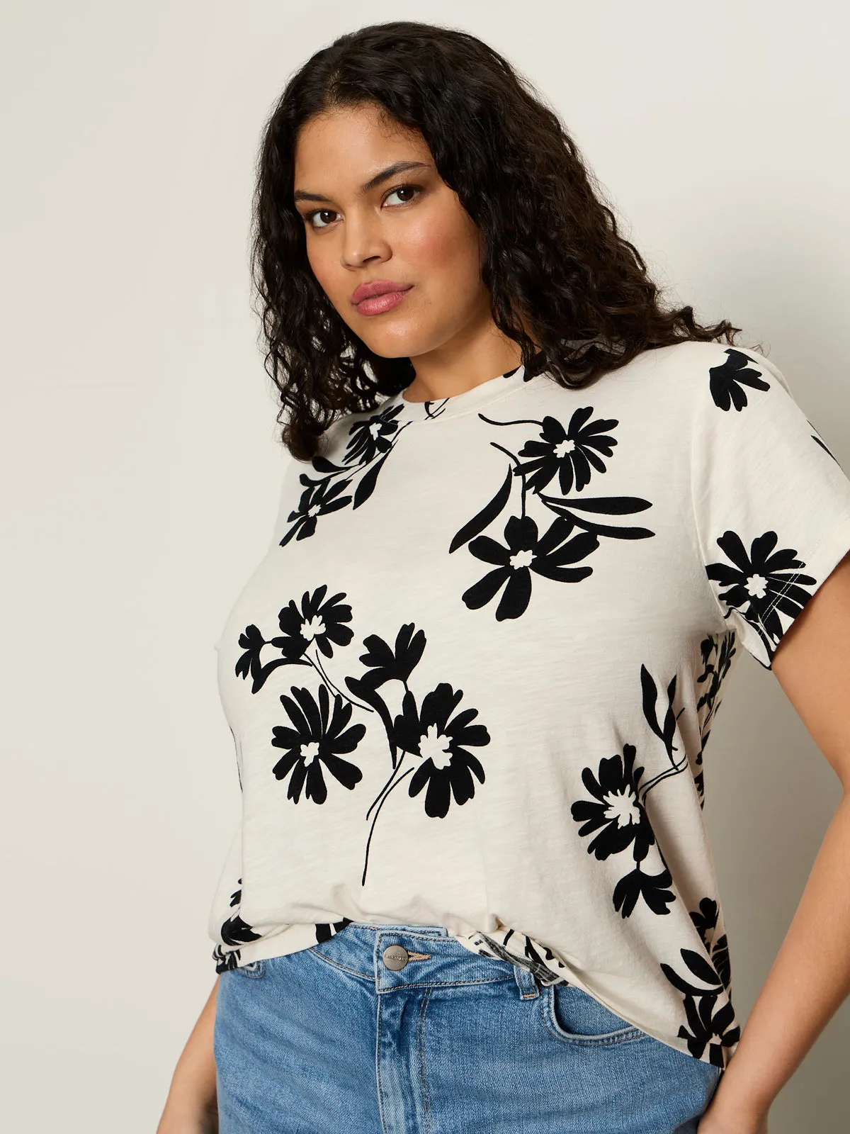 The Perfect Tee Chalk Bloom Extended Sizing sold by Sanctuary