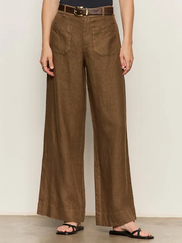 The Linen Marine Wide Leg Pant Timber sold by Sanctuary