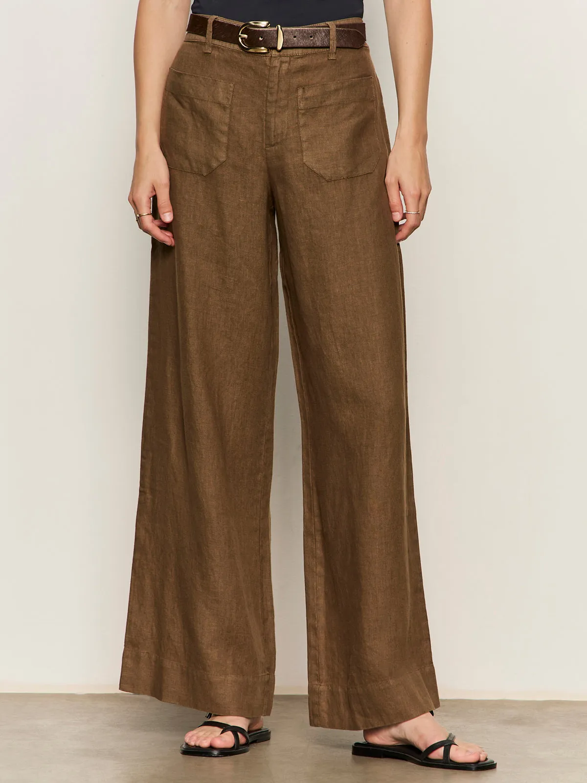 The Linen Marine Wide Leg Pant Timber sold by Sanctuary