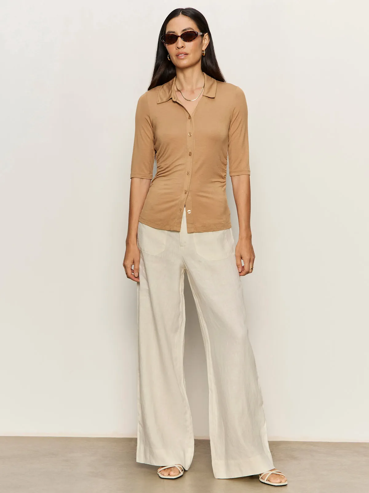 The Linen Marine Wide Leg Pant Summer Sand sold by Sanctuary product image thumbnail 5