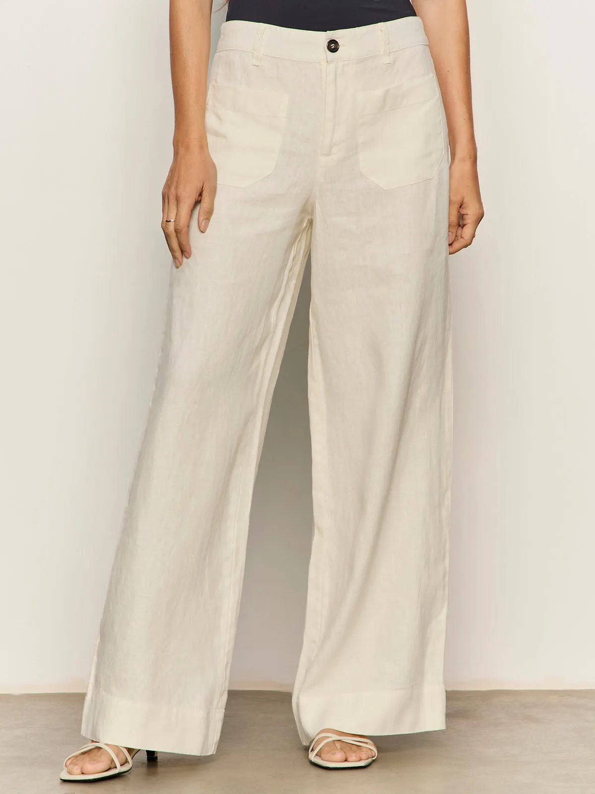 The Linen Marine Wide Leg Pant Summer Sand sold by Sanctuary