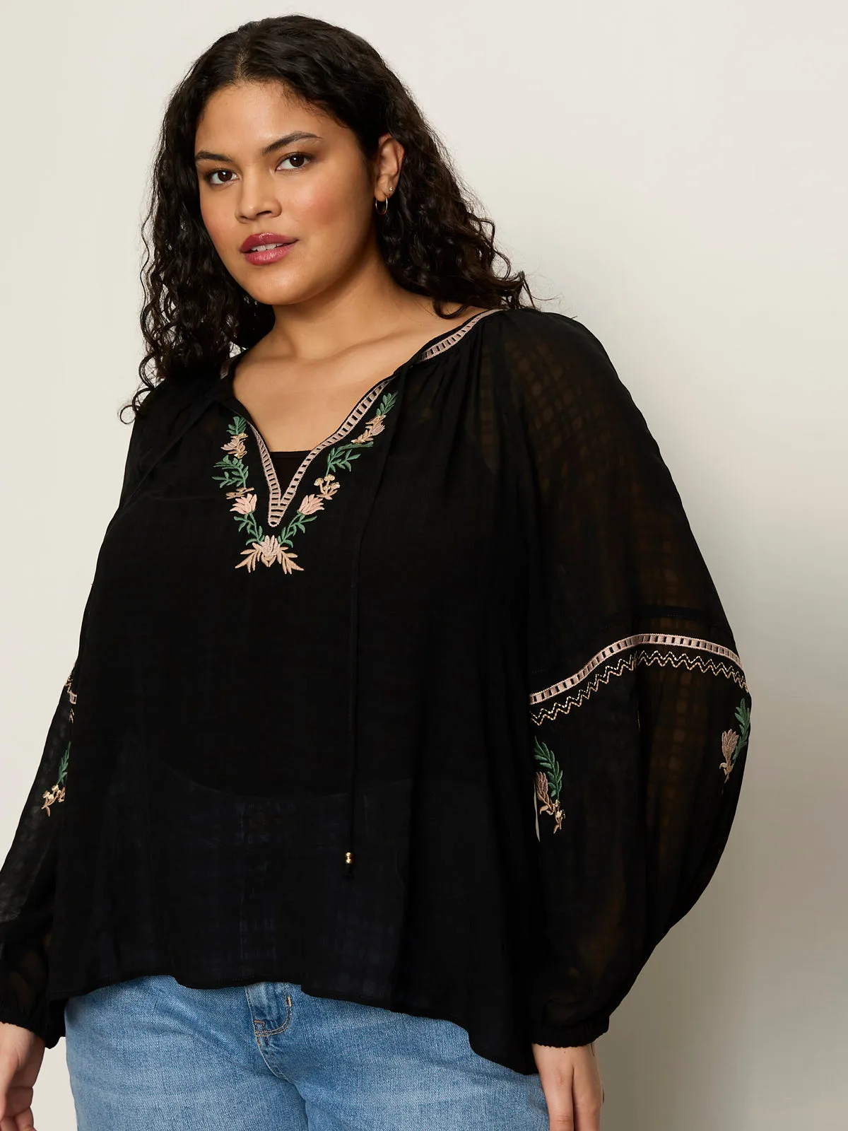 Raye Embroidered Blouse Black Extended Sizing sold by Sanctuary product image thumbnail 5