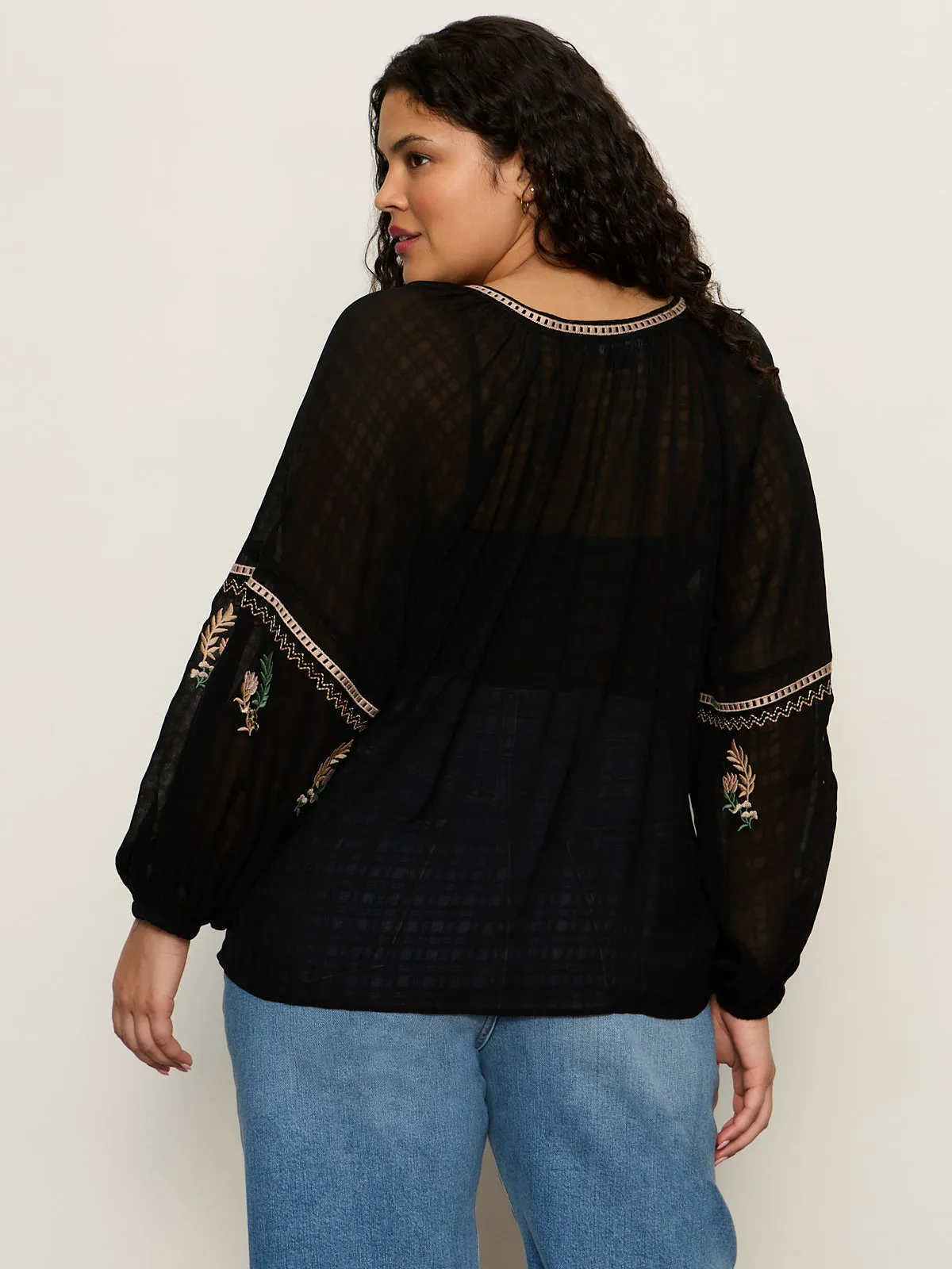 Raye Embroidered Blouse Black Extended Sizing sold by Sanctuary product image thumbnail 2