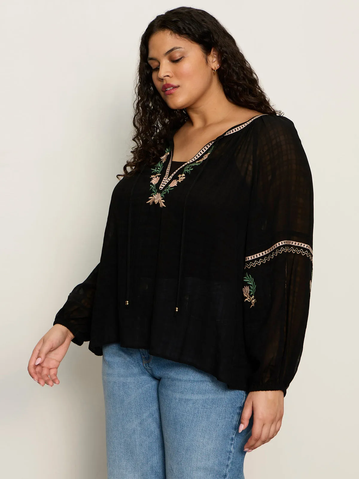Raye Embroidered Blouse Black Extended Sizing sold by Sanctuary product image thumbnail 3