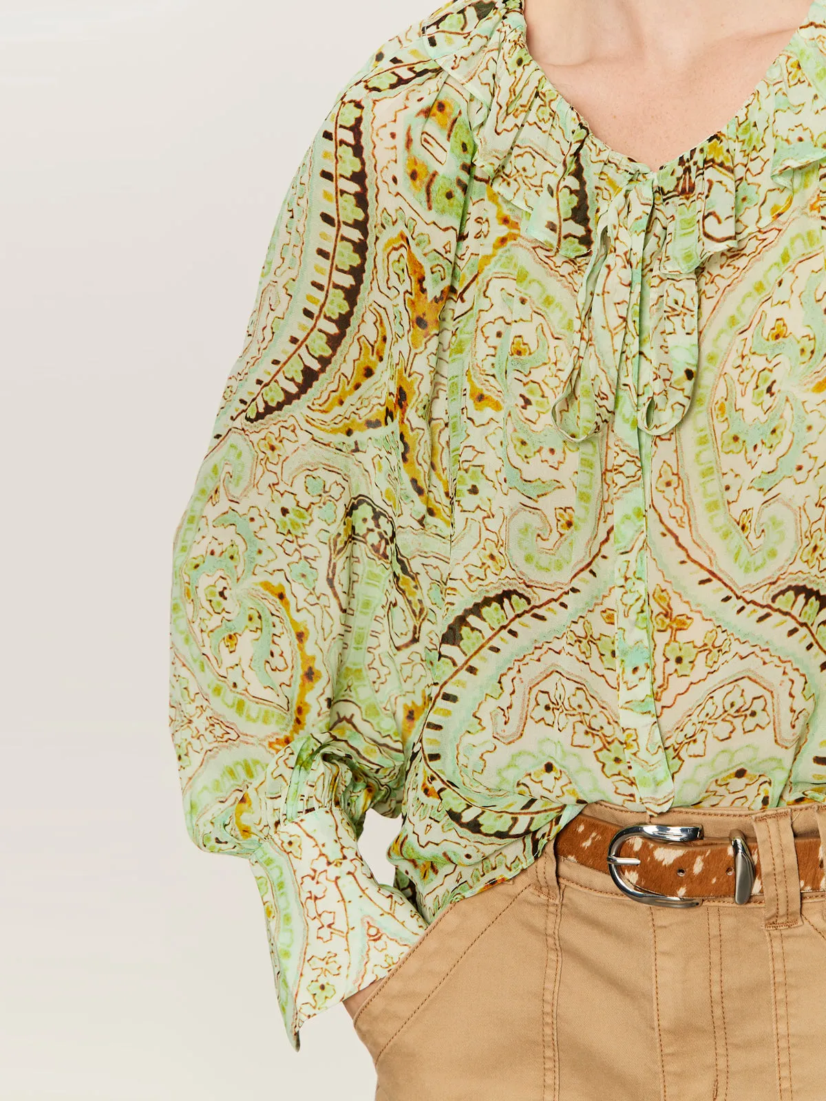 Sheer Elegance Volume Blouse Verde Boheme sold by Sanctuary product image thumbnail 4