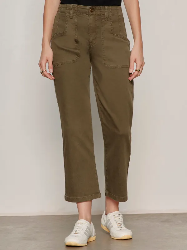 Retreat Crop Pant Burnt Olive made by Sanctuary