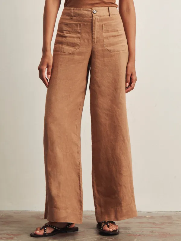 The Linen Marine Wide Leg Toasted Coconut made by Sanctuary