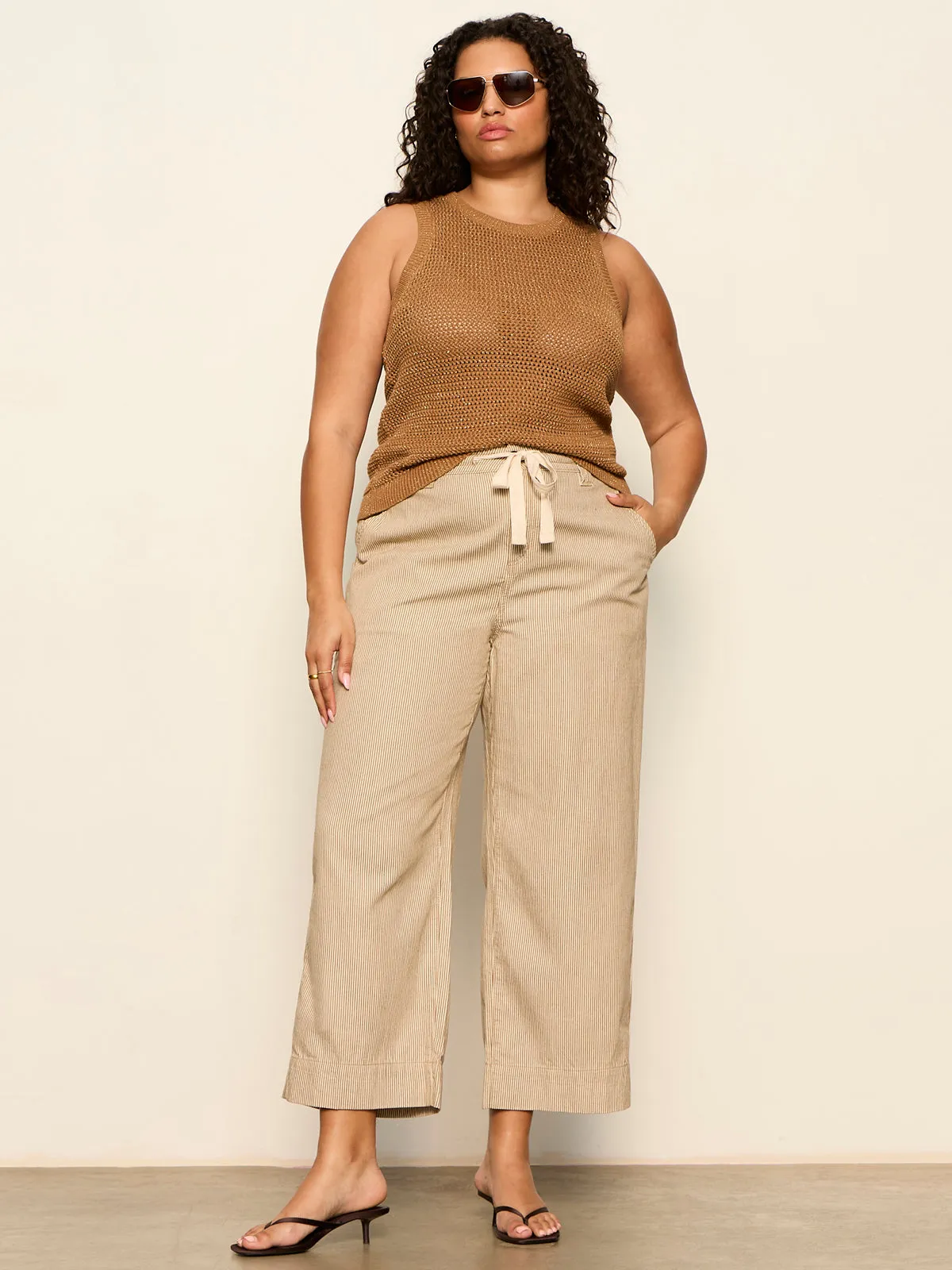 Lily Stripe Cropped Pant Lido Stripe Extended Sizing sold by Sanctuary