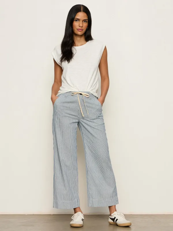 Lily Stripe Cropped Pant Yacht Stripe made by Sanctuary