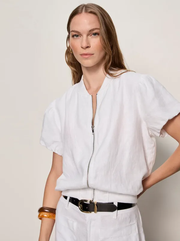 Everly Linen Bomber White made by Sanctuary