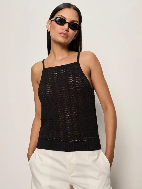 For Keeps Pointelle Tank Black made by Sanctuary
