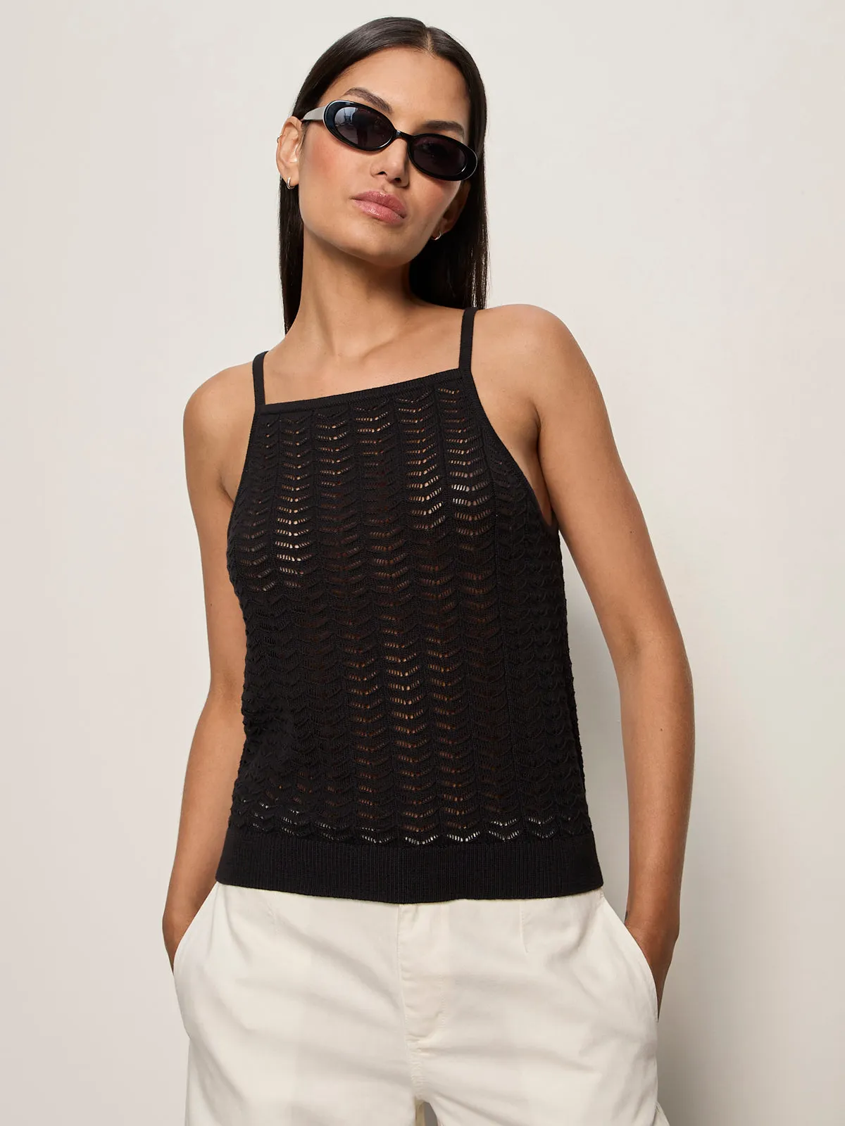 For Keeps Pointelle Tank Black sold by Sanctuary