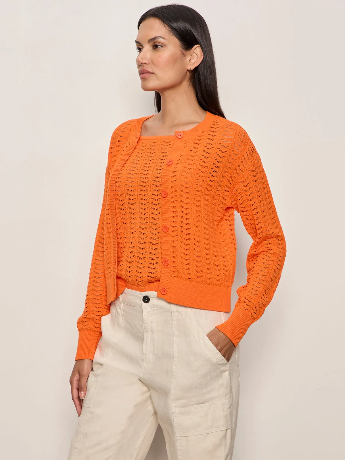 For Keeps Pointelle Cardigan Hibiscus Orange sold by Sanctuary product image thumbnail 3