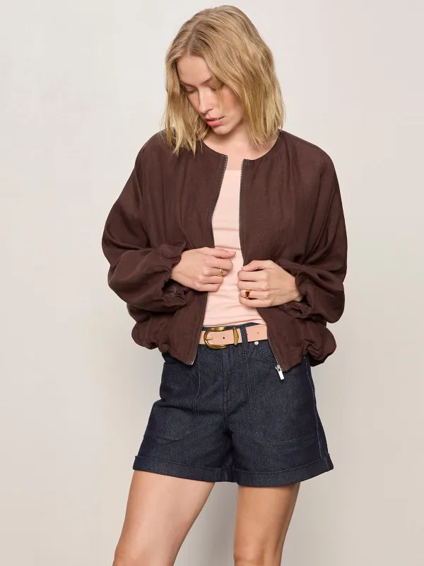 Linen Bubble Jacket Rich Soil made by Sanctuary