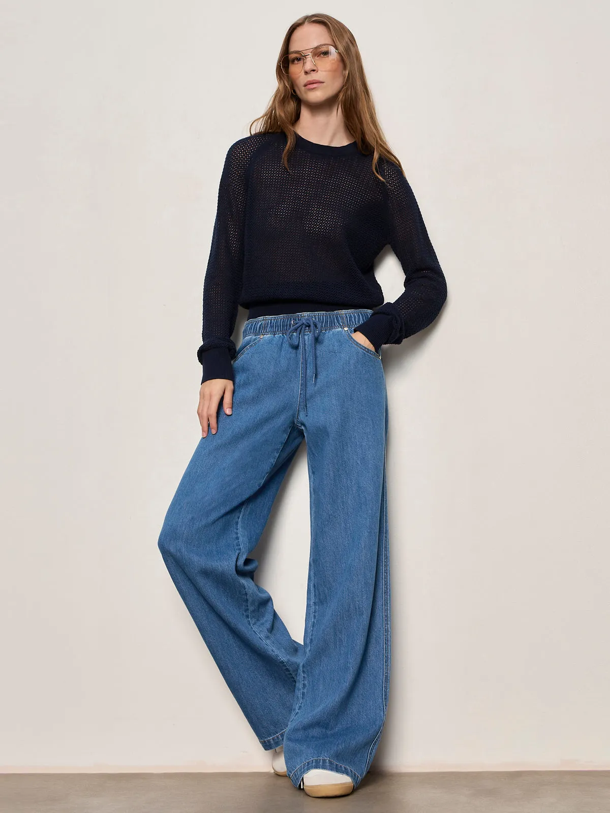 Soleil Open Stitch Sweater Navy Blazer sold by Sanctuary product image thumbnail 5
