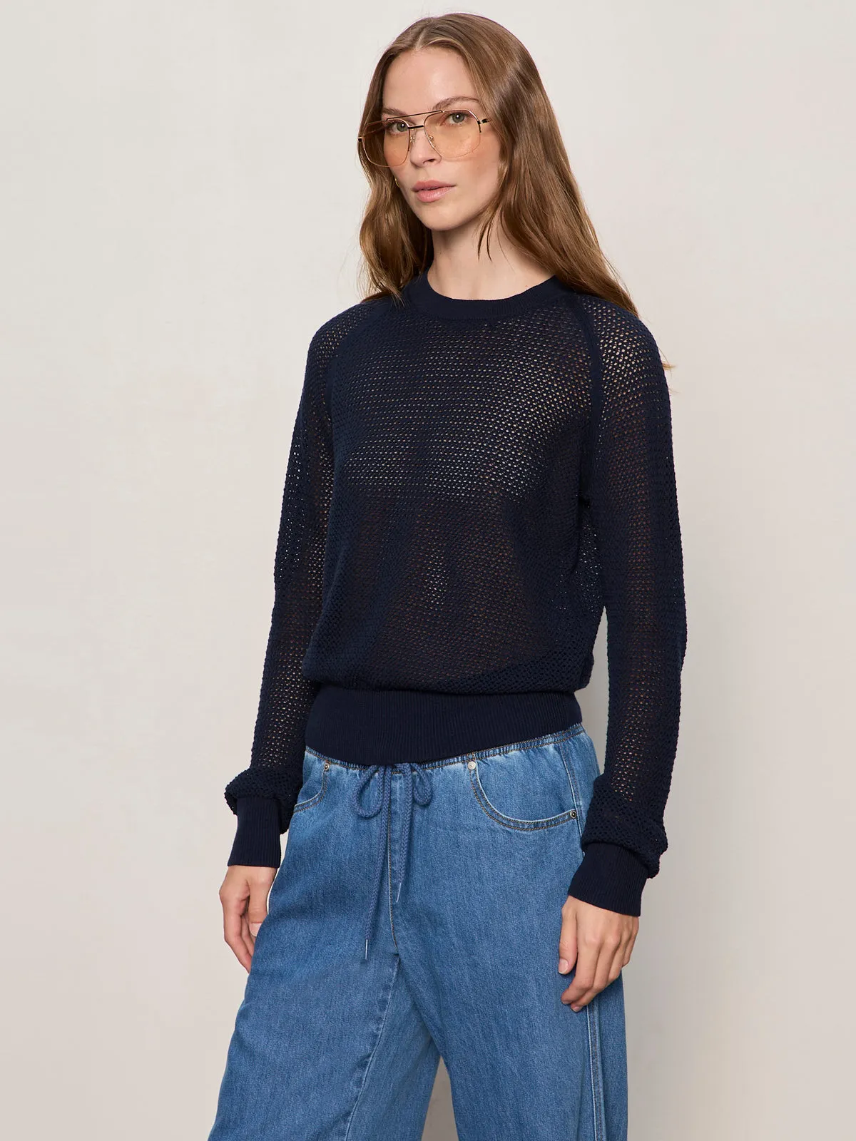 Soleil Open Stitch Sweater Navy Blazer sold by Sanctuary product image thumbnail 3