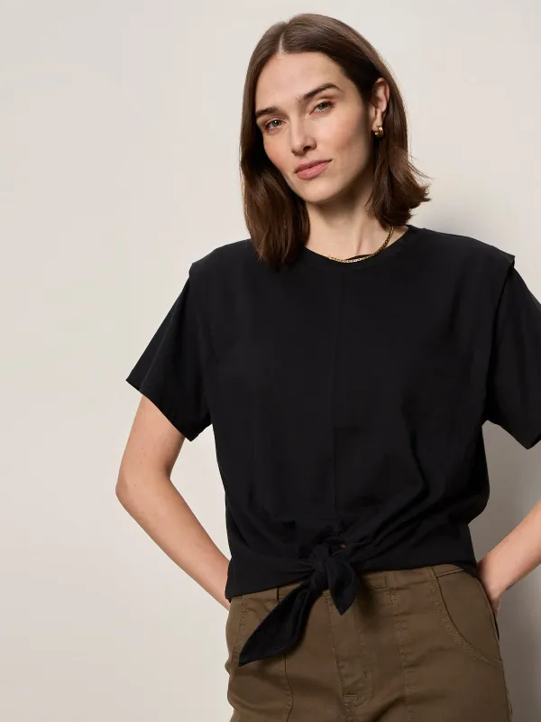 Good To Go Tie Front Tee Black made by Sanctuary