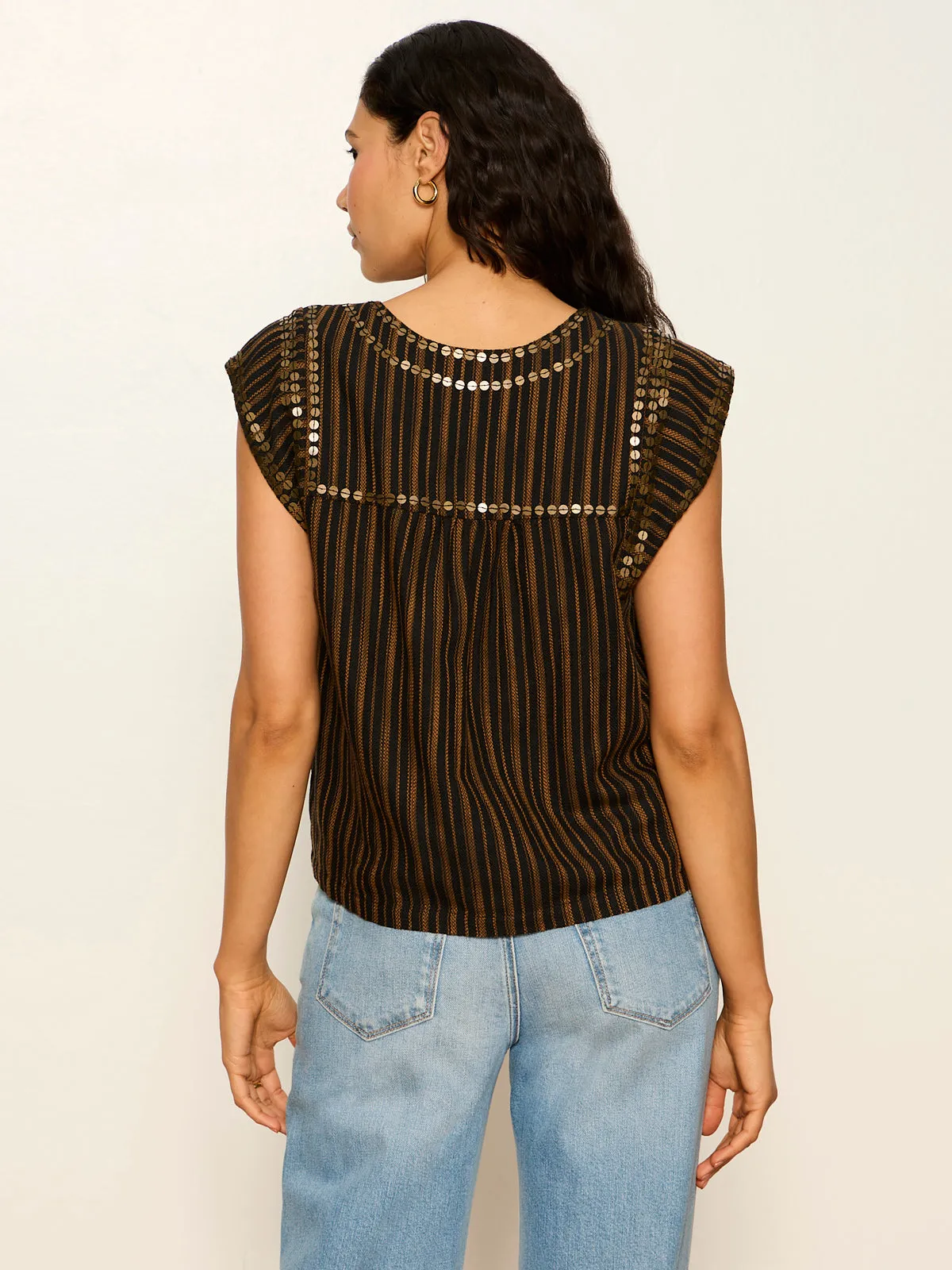 Outsider Embellished Shell Top Dark Cumin/Black Stripe sold by Sanctuary product image thumbnail 3