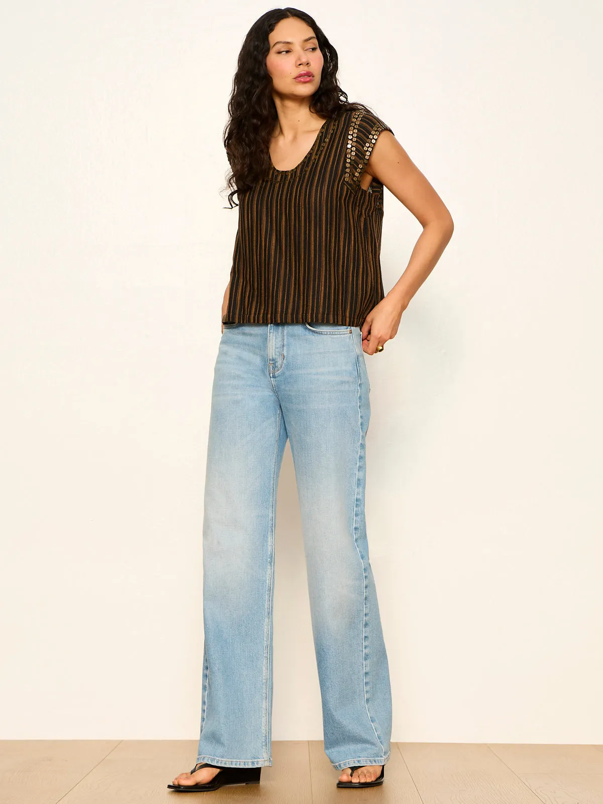 Outsider Embellished Shell Top Dark Cumin/Black Stripe sold by Sanctuary product image thumbnail 2