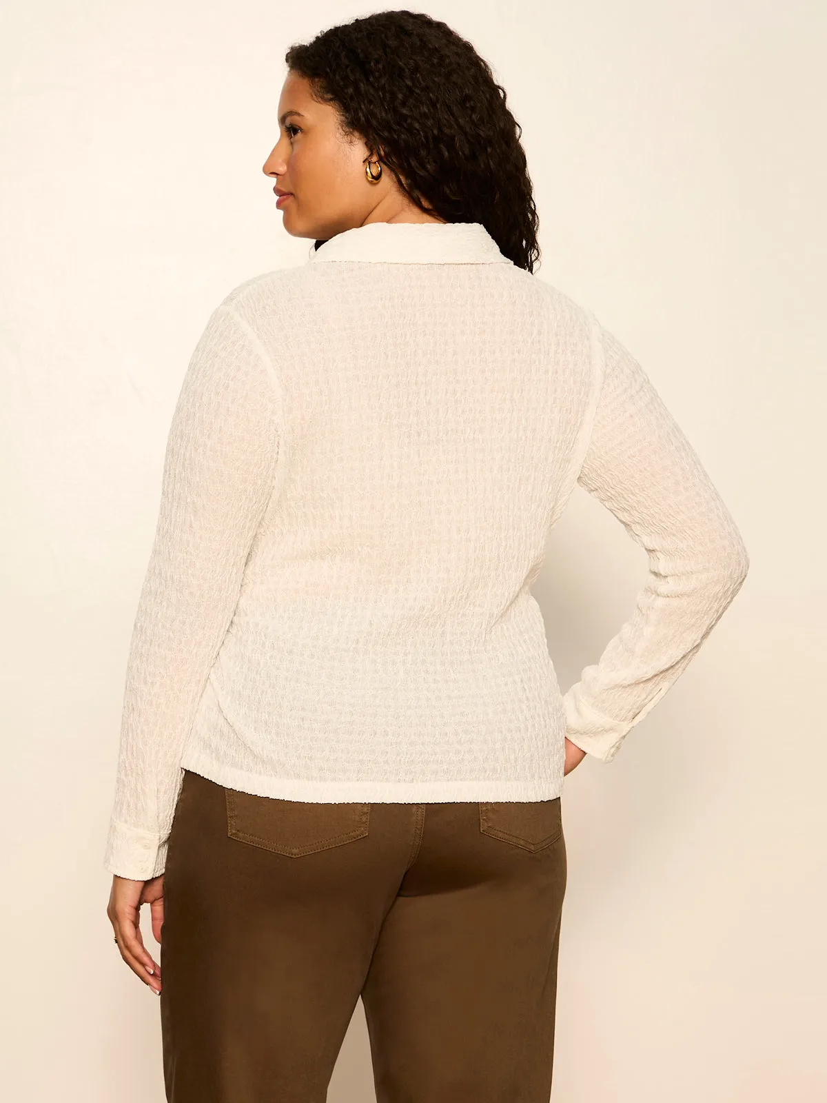 Juno Textured Button Front Top Chalk Extended Sizing sold by Sanctuary product image thumbnail 5