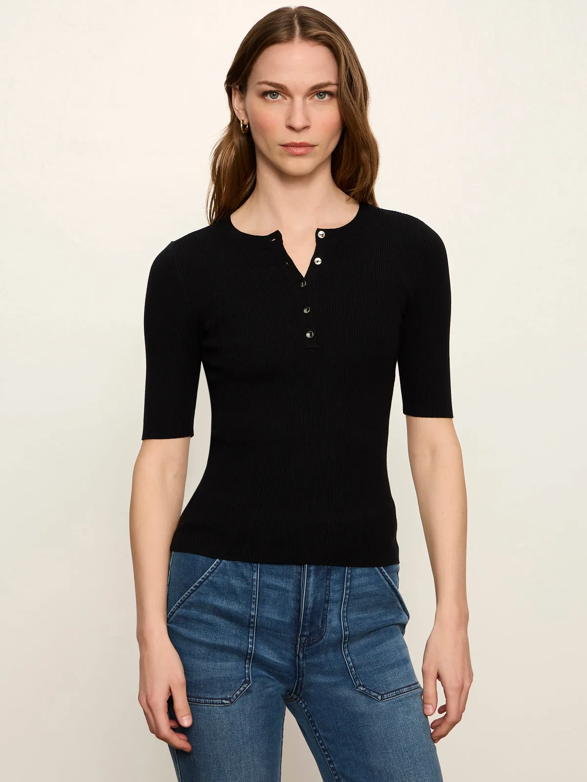 Ribbed Henley Tee Black sold by Sanctuary product image thumbnail 3