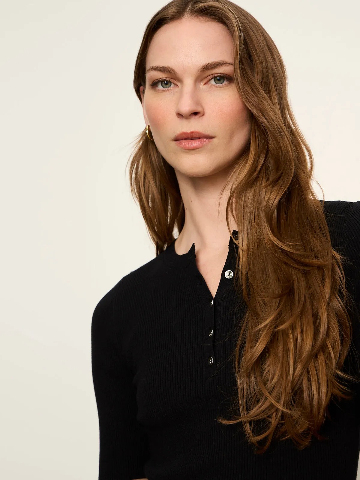 Ribbed Henley Tee Black sold by Sanctuary product image thumbnail 5