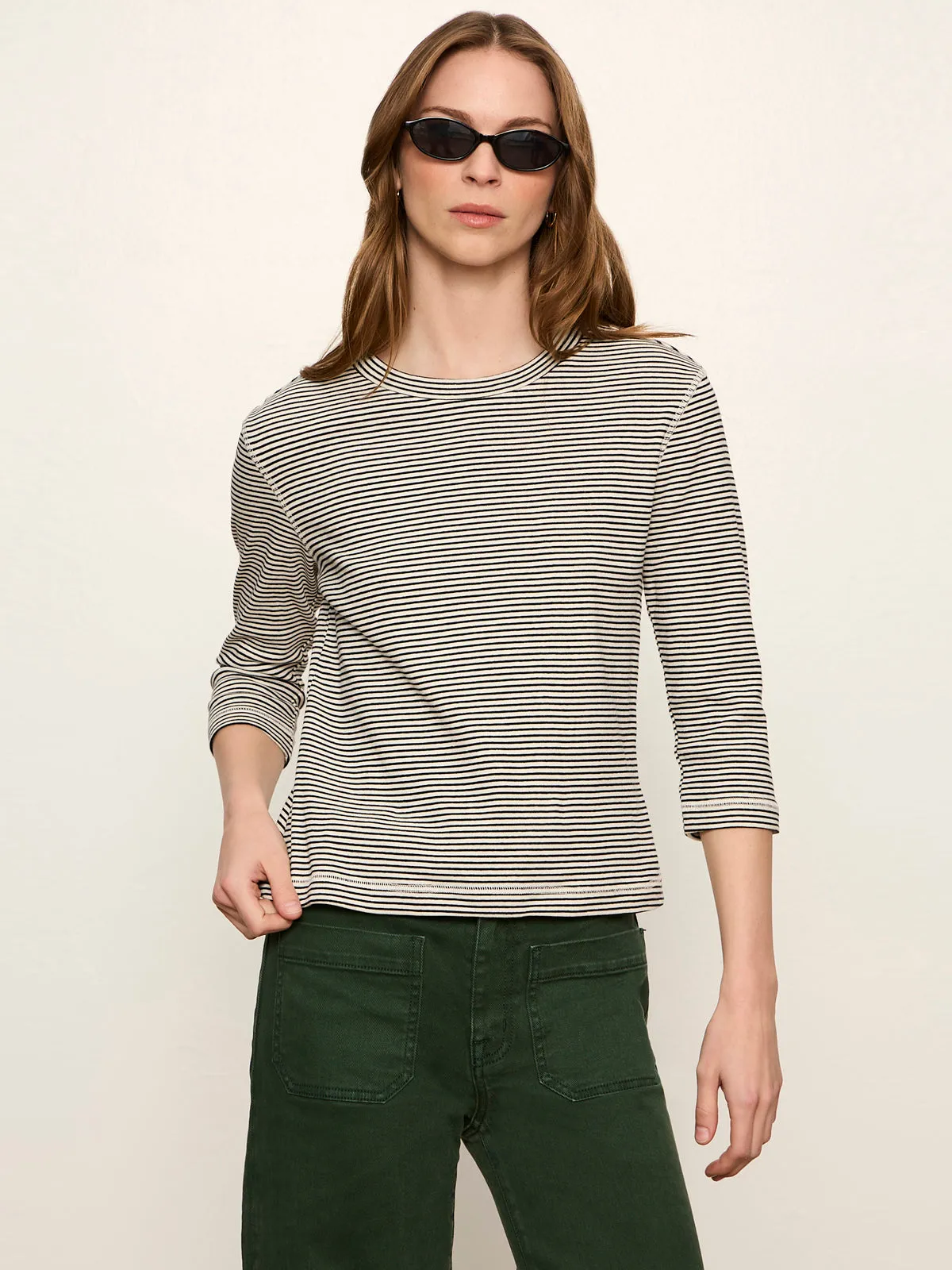 3/4 Mode Tee Chalk French Stripe sold by Sanctuary product image thumbnail 3