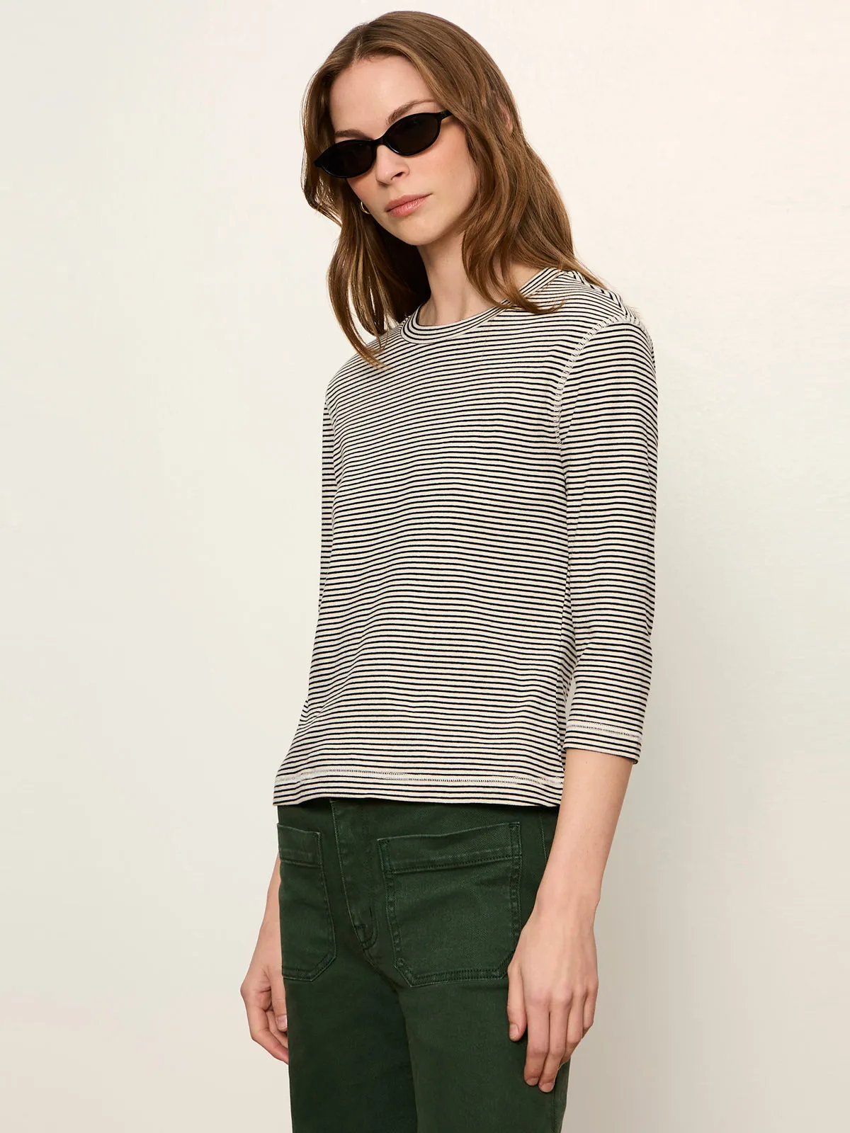3/4 Mode Tee Chalk French Stripe sold by Sanctuary product image thumbnail 4