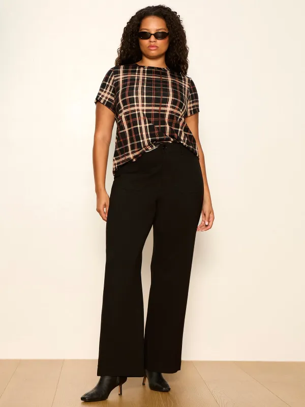 The Perfect Tee Cinder Plaid Extended Sizing made by Sanctuary