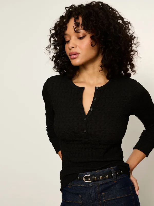 Not So Basic Textured Top Black made by Sanctuary