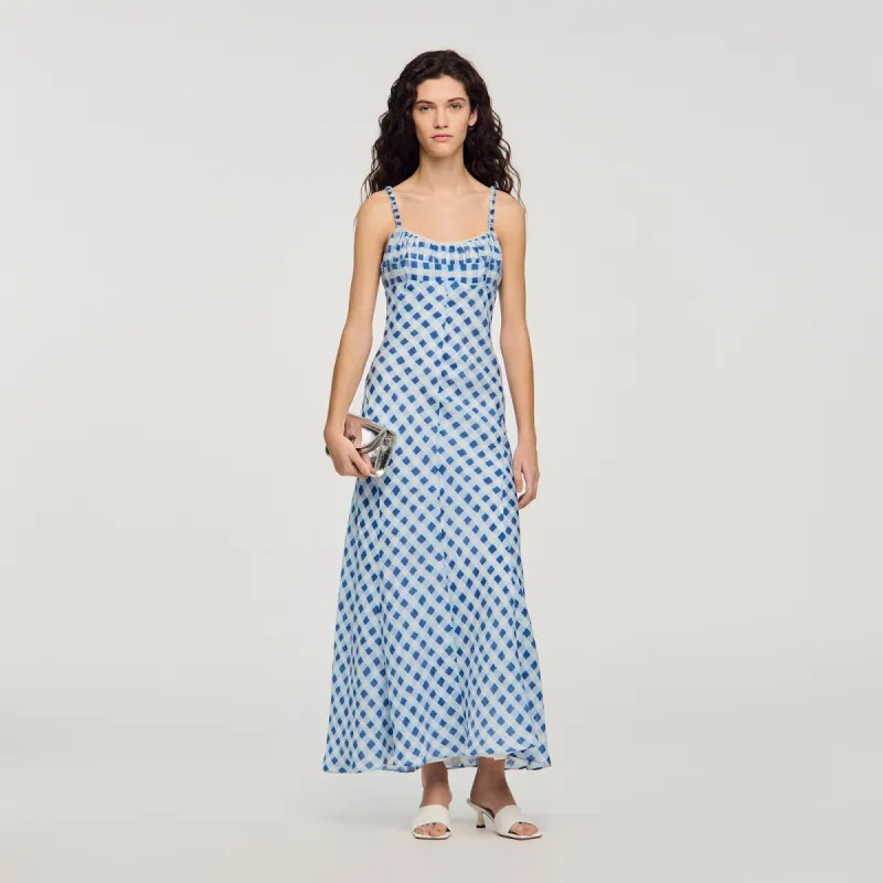 Gingham linen maxi dress made by Sandro