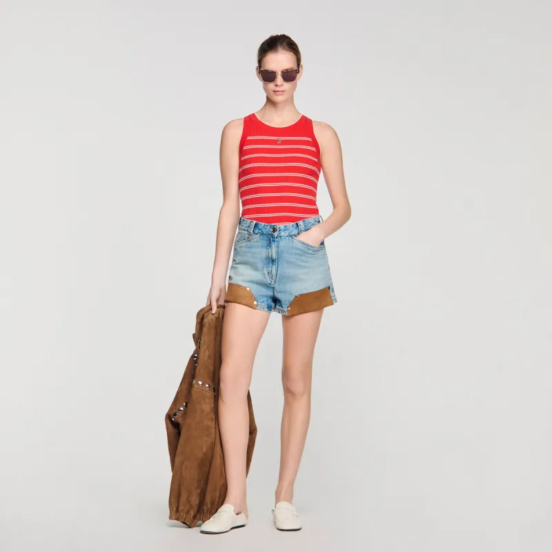 Striped ribbed vest top made by Sandro