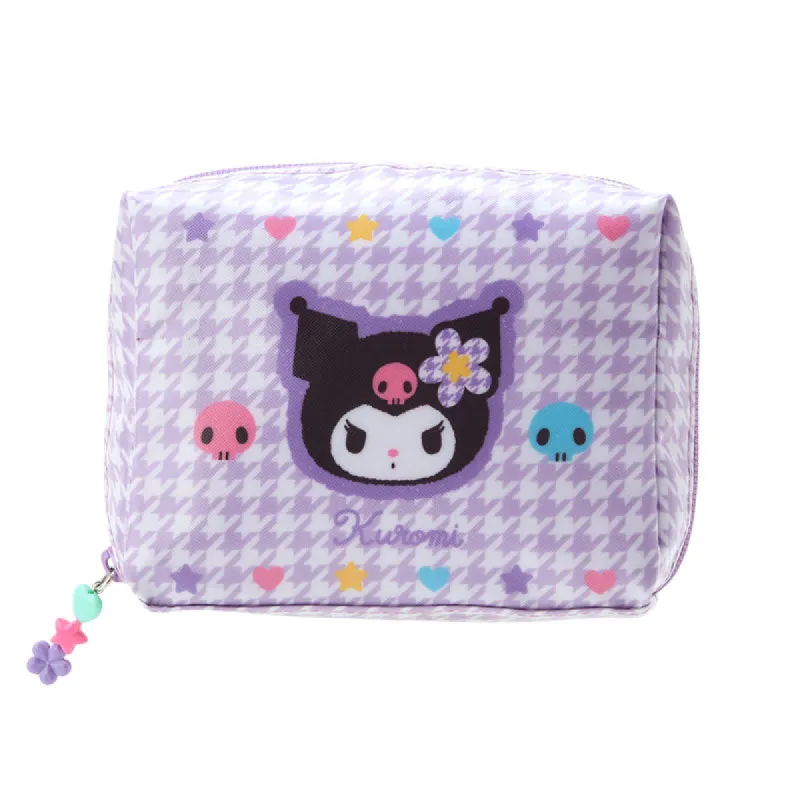 Kuromi Zipper Pouch (Floral Houndstooth Series) sold by Sanrio
