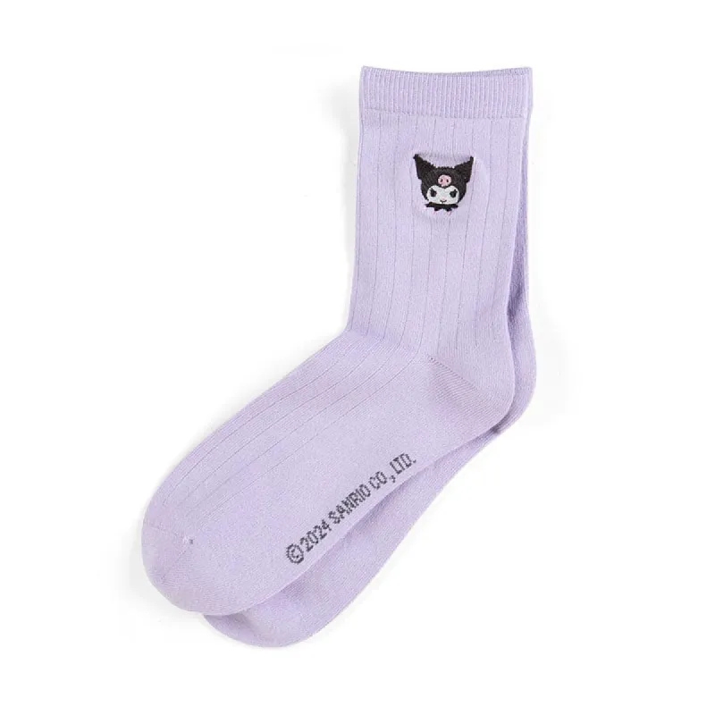 Kuromi Classic Embroidered Crew Socks sold by Sanrio
