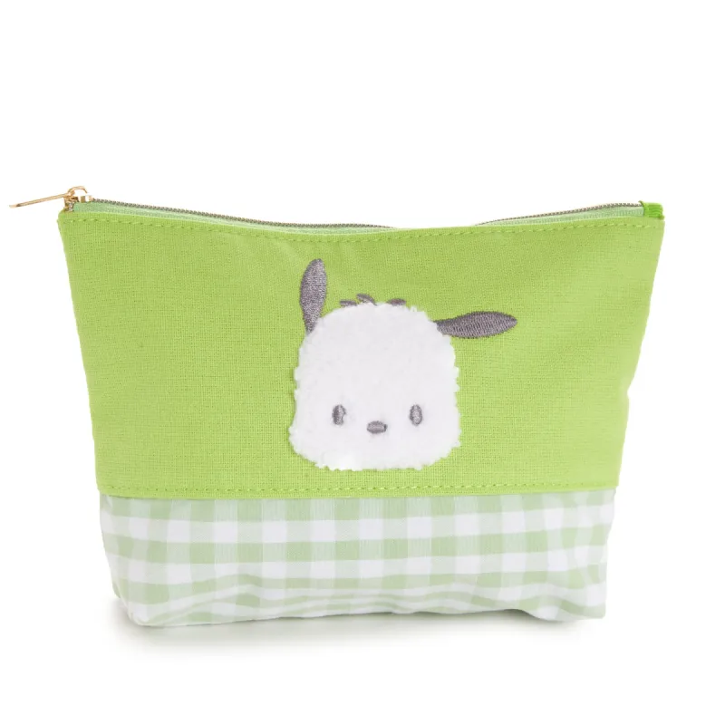 Pochacco Chenille Gingham Zipper Pouch sold by Sanrio