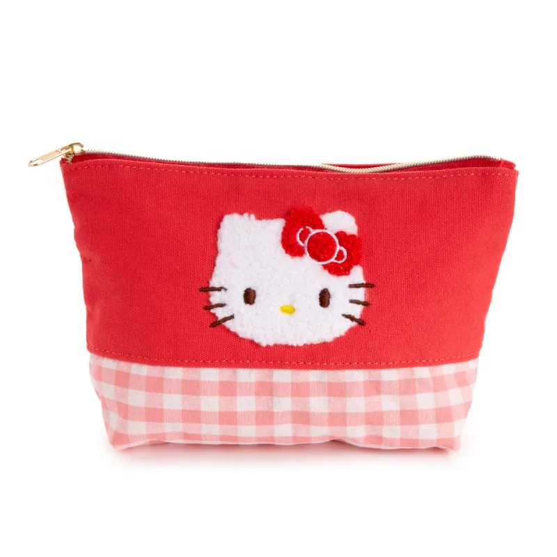 Hello Kitty Chenille Gingham Zipper Pouch sold by Sanrio