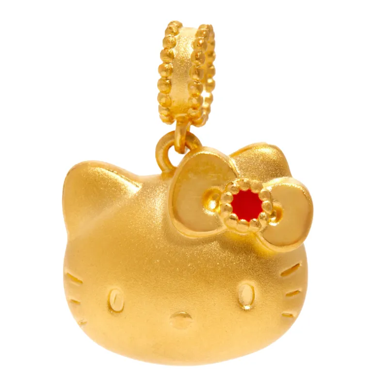 Hello Kitty x Chow Tai Fook 24K Gold & Red Bow Pendant sold by Sanrio