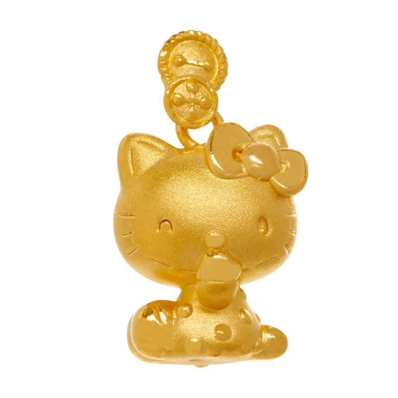 Hello Kitty x Chow Tai Fook 24K Gold Button Pendant sold by Sanrio