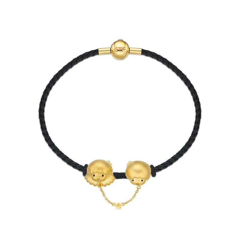 LittleTwinStars x Chow Tai Fook 24K Gold Double Charm Bracelet sold by Sanrio