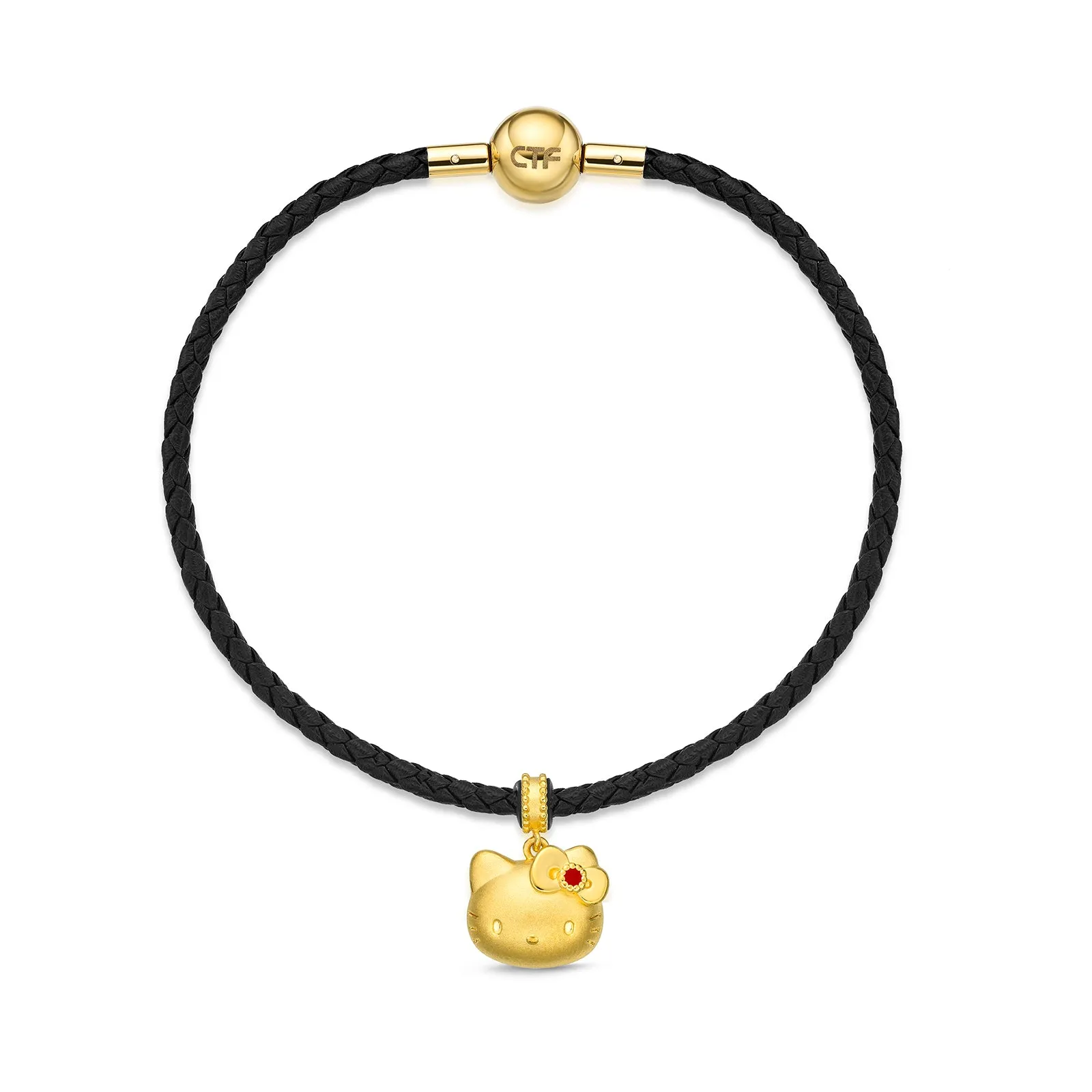 Hello Kitty 24K Gold Charm Black Bracelet sold by Sanrio